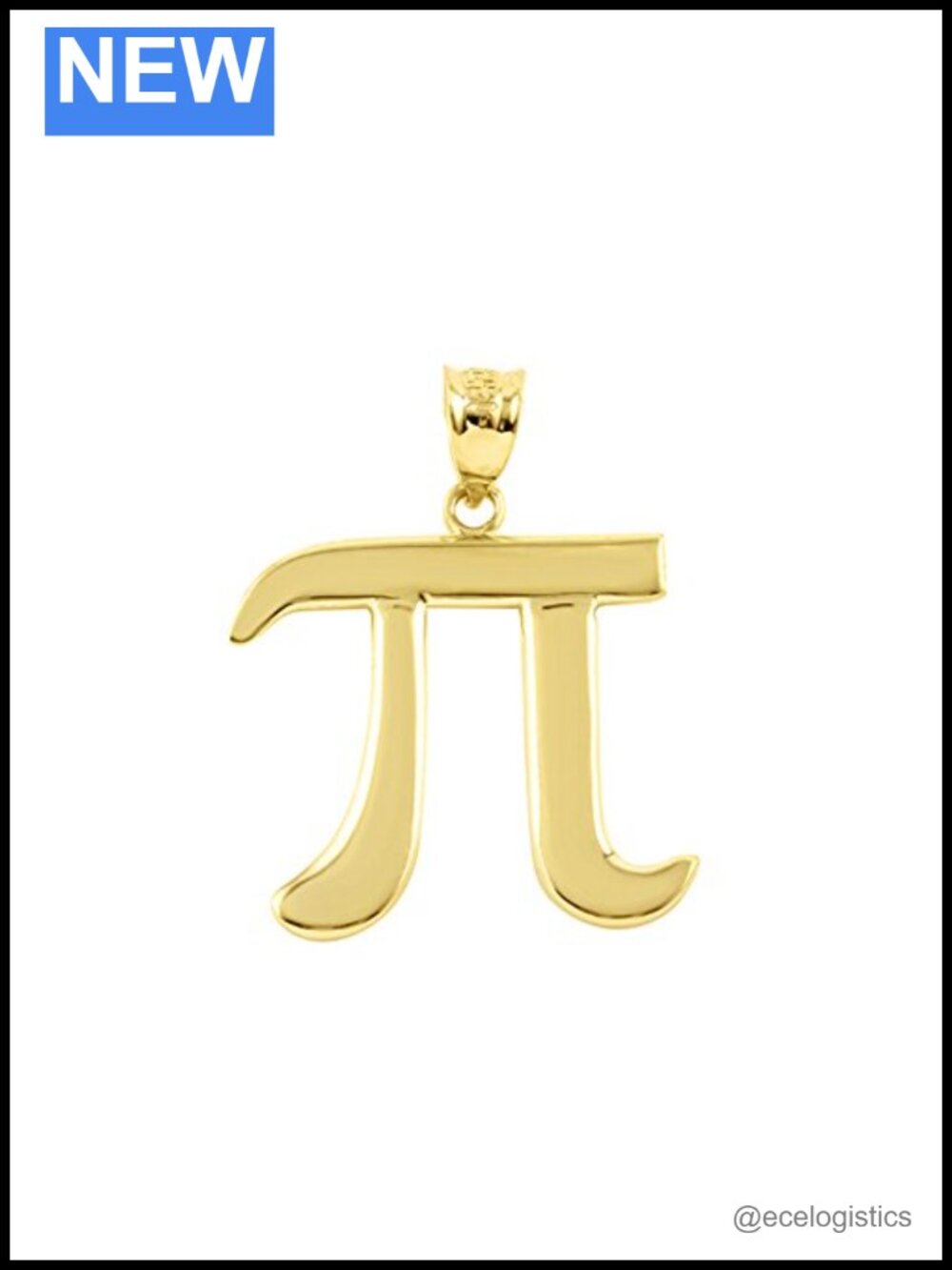 10K Yellow Gold Pi Symbol Pendant Charm Mathematical Jewelry